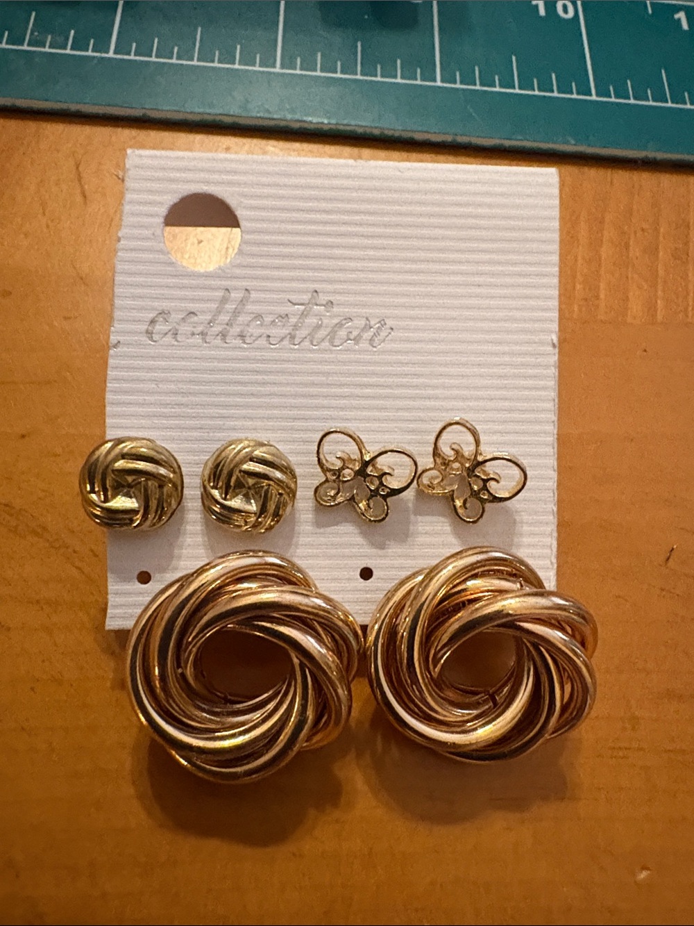 Collection B Gold-Tone Trio Stud Earring Set